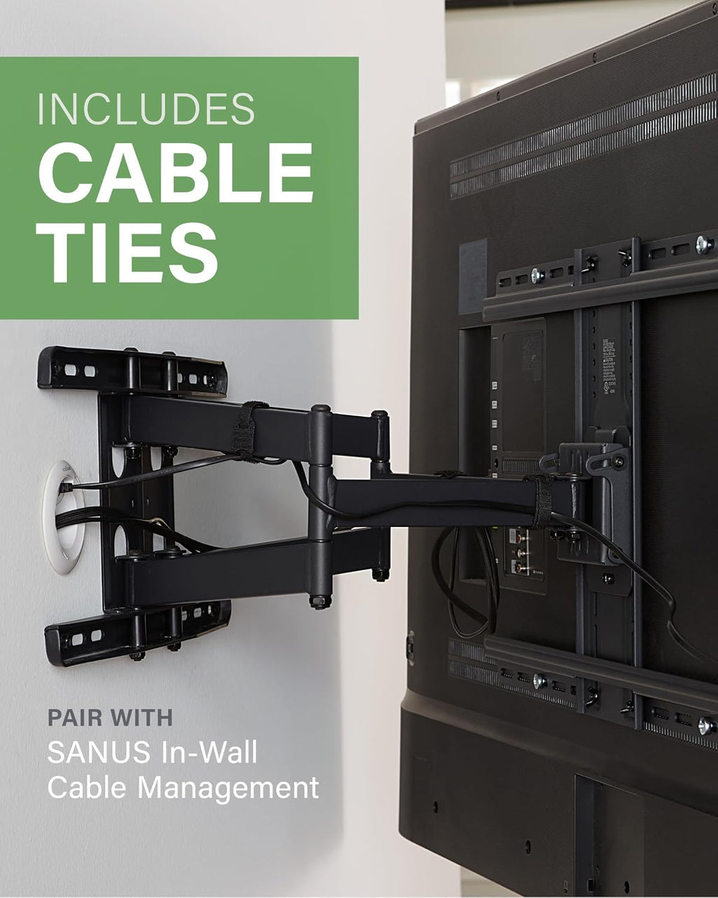 SANUS Premium Full Motion TV Mount for 42'-90' TVs - Sturdy & Smooth Extension, Swivel and Tilt for Big TVs - Universal Design Fits Samsung, LG, Vizio, TCL & More - Easy Installation -OLF22