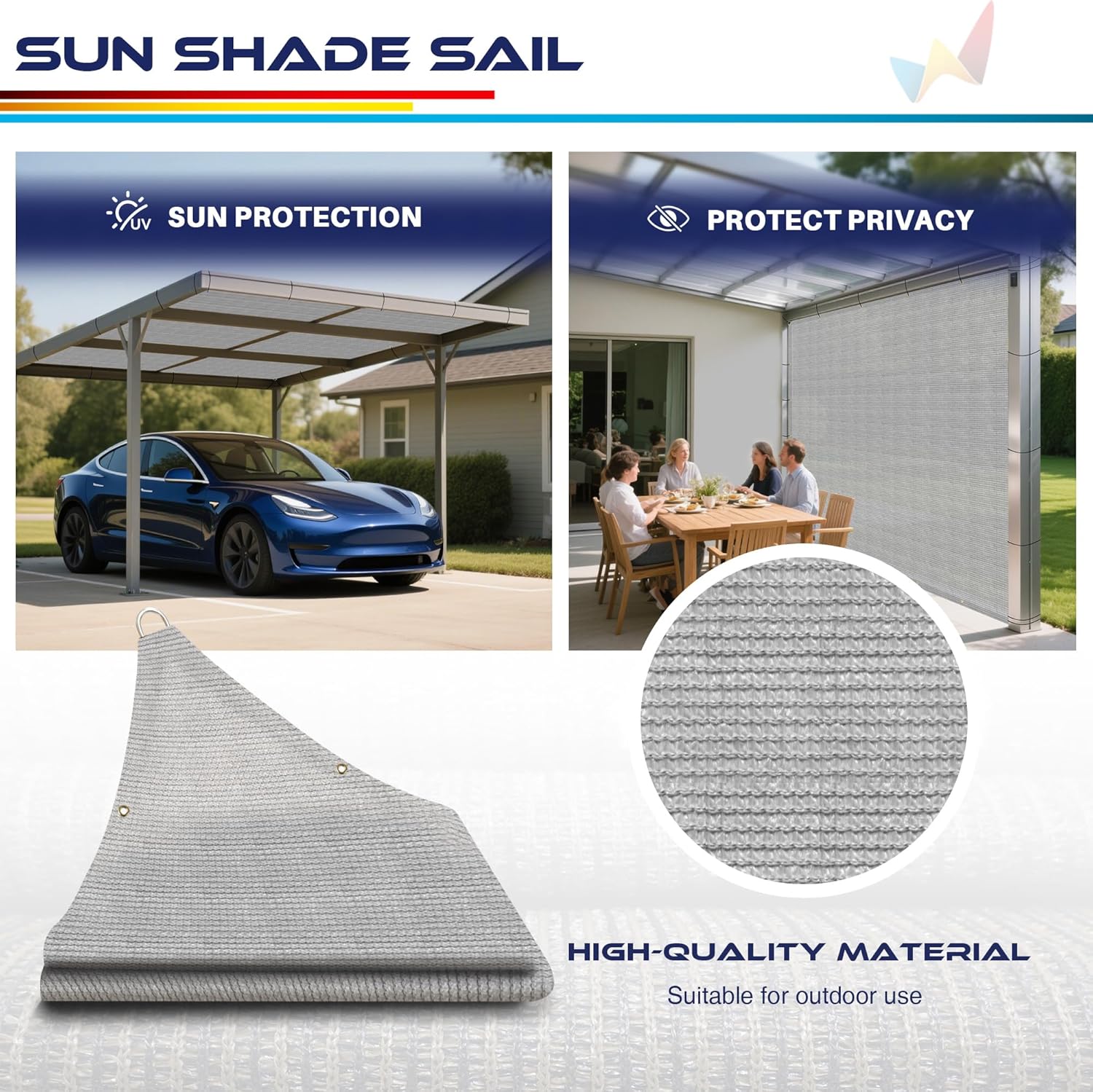 Windscreen4less Straight Edge Sun Shade Sail 11' x 11' Sun Shade Canopy Cover Outdoor with Grommets D-Ring UV Block for Pergola Backyard Patio (Light Gray)