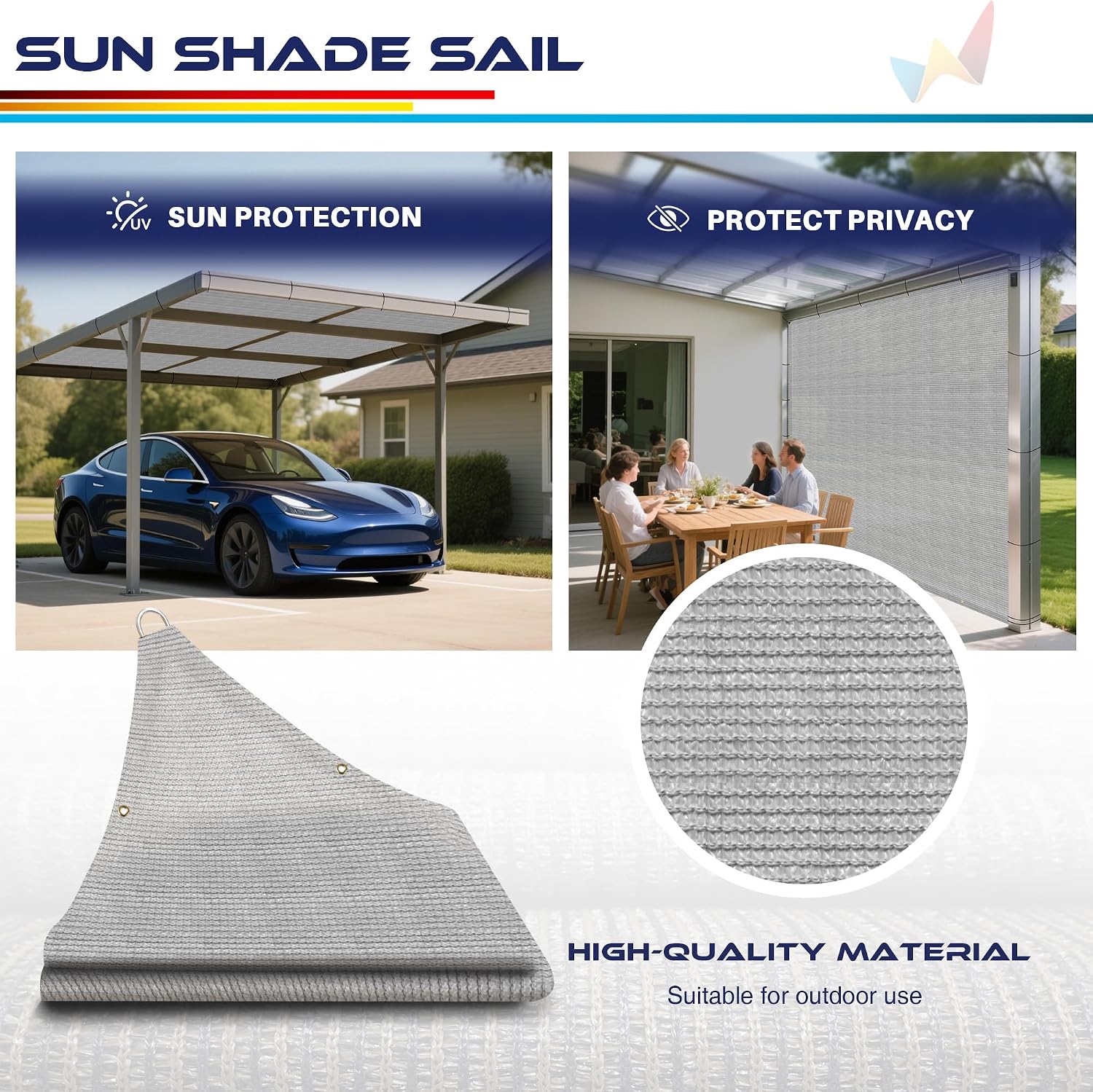 Windscreen4less Straight Edge Sun Shade Sail 11' x 11' Sun Shade Canopy Cover Outdoor with Grommets D-Ring UV Block for Pergola Backyard Patio (Light Gray)