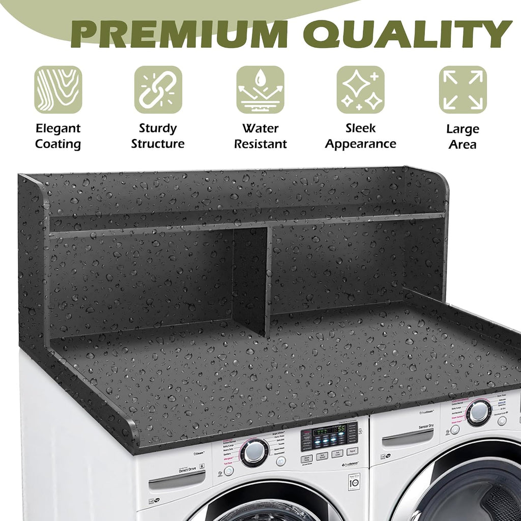 Royxen Laundry Countertop with 20' Shelf Universal Fit, Washer and Dryer Countertop with Storage Space, Black