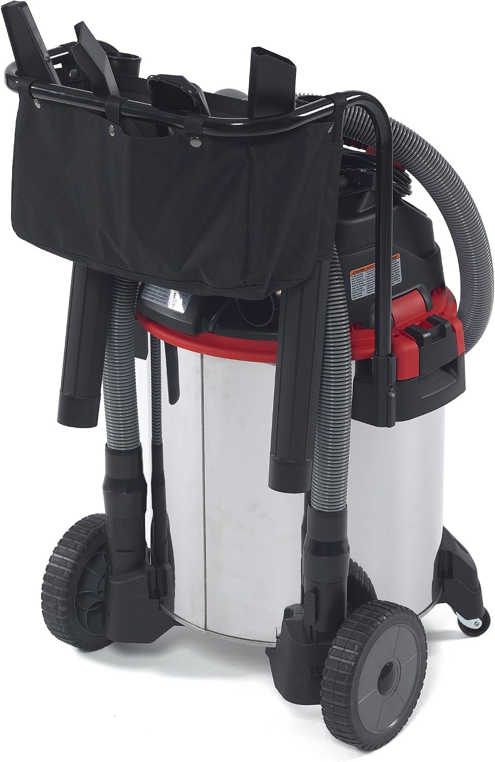 RIDGID 50353 1610RV Stainless Steel 16-Gal. Wet Dry Shop Vacuum with Cart, 6.5 Peak HP Motor, Large Wheels, Pro Hose, Drain, and Blower Port, Red