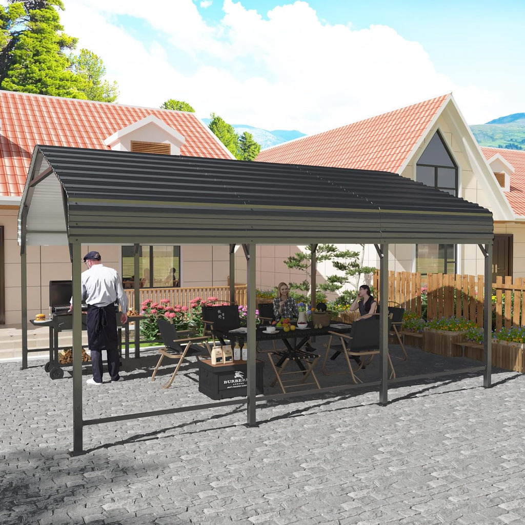AIRWIRE 10x15 Metal Carport Carports with Enhanced Base Heavy Duty Garage Outdoor Galvanized Car Shelter for Car, Boats and Truck