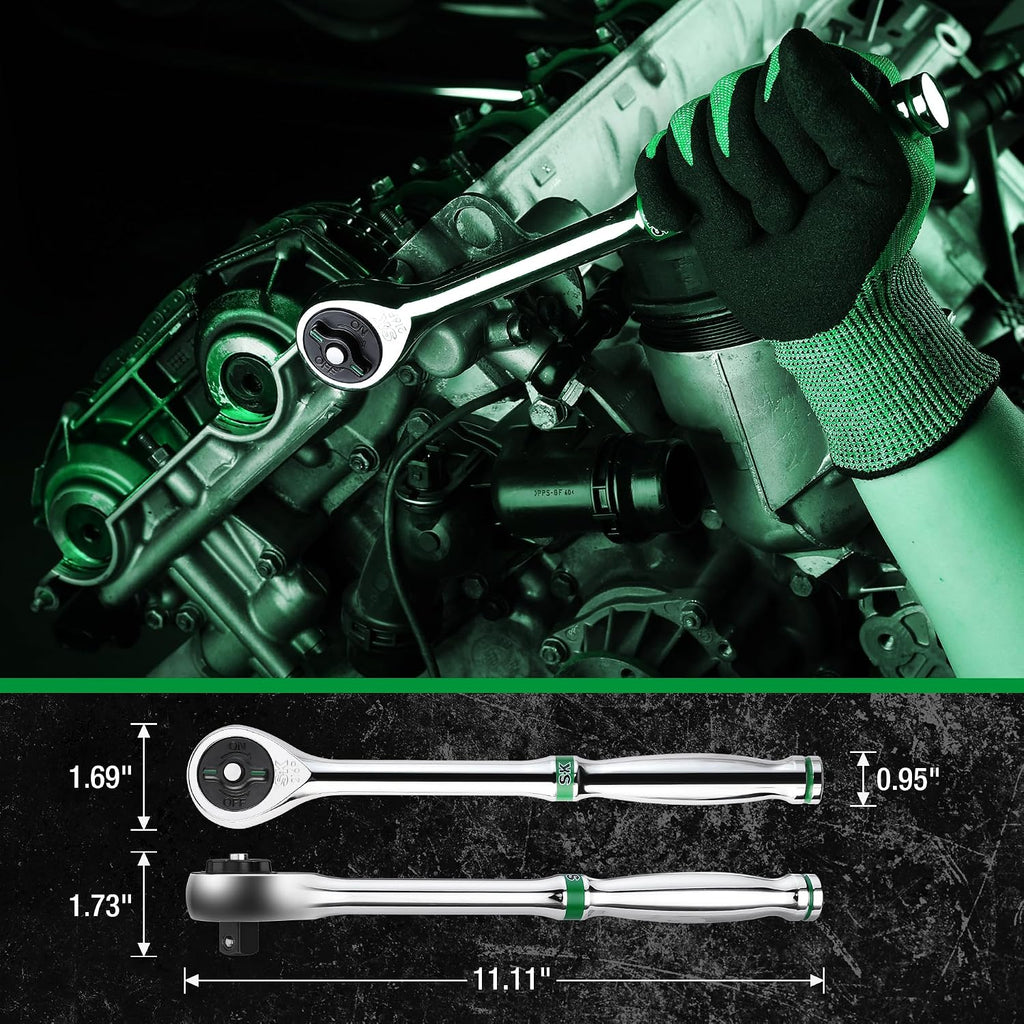 SK Tools USA 1/2' Drive, 31 Piece, 6 Point, Standard & Deept, Metric Chrome Socket Set | SK01315-216P