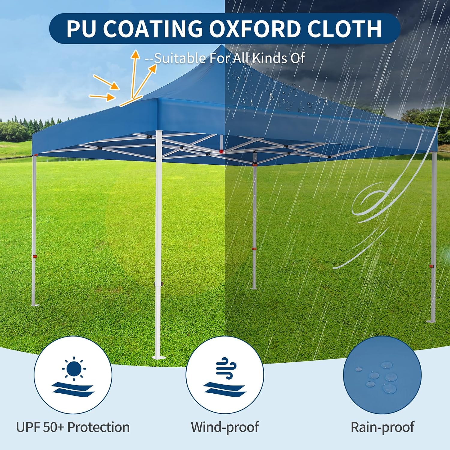 10x10 Pop Up Canopy,Heavy Duty Canopy,Ez Up Gazebos with Wheel Bags,UV Resistant Waterproof,for Outdoor Events, Patio, Backyard, Party, Camping,Navy Blue
