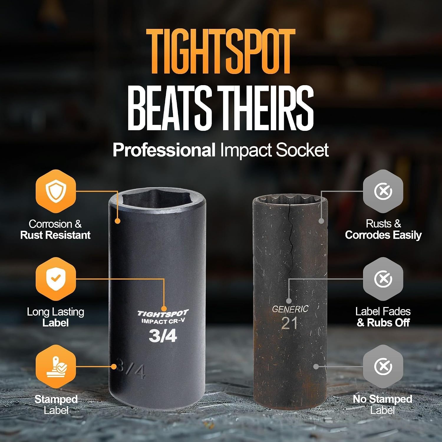 TIGHTSPOT 3/8' Drive 71pc Impact Socket Master Set Inch Metric 1/4'-3/4' 6-19mm CR-V CR-MO Universal Joint Deep Standard Sockets 90-Tooth Ratchet Extensions Heavy Duty Mechanic Tool Kit