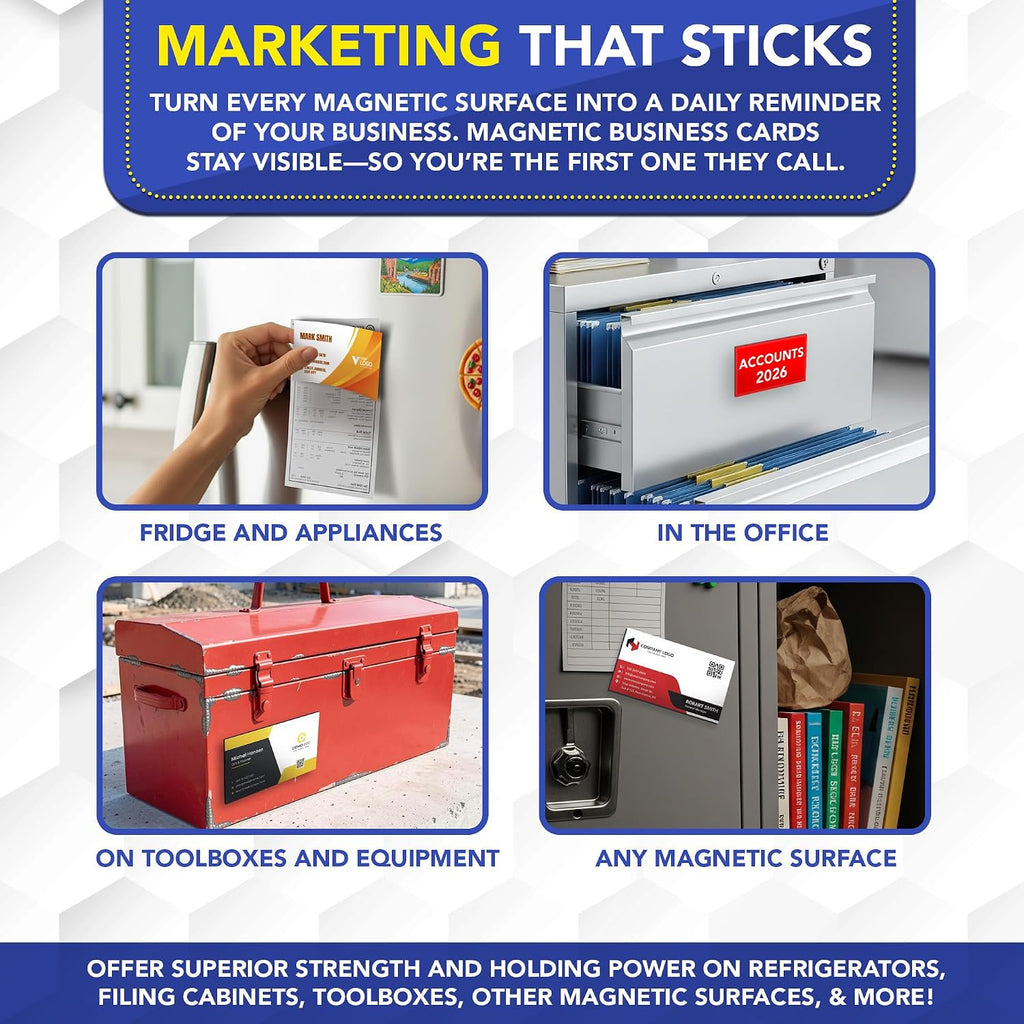 Magnet Me Up Customizable Business Card Magnets 4.125 x 2.5-1000 Pack Heavy-Duty 30 Mil Thick for Strong Hold- Personalized Magnet for Business, Networking, Advertising & Branding, Made in USA