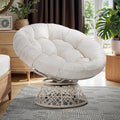 Bme 40' Ergonomic Wicker Papasan Chair with Soft Thick Density Fabric Cushion, High Capacity Steel Frame, 360 Degree Swivel for Living, Bedroom, Reading Room, Lounge
