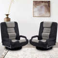 Swivel Gaming Chair Multipurpose 2PACK Floor Gaming Chair for Playing Video Games, TV, Reading w/Armrest Lumbar Support & 6 Adjustable Postion Backrest for Adults,Grey