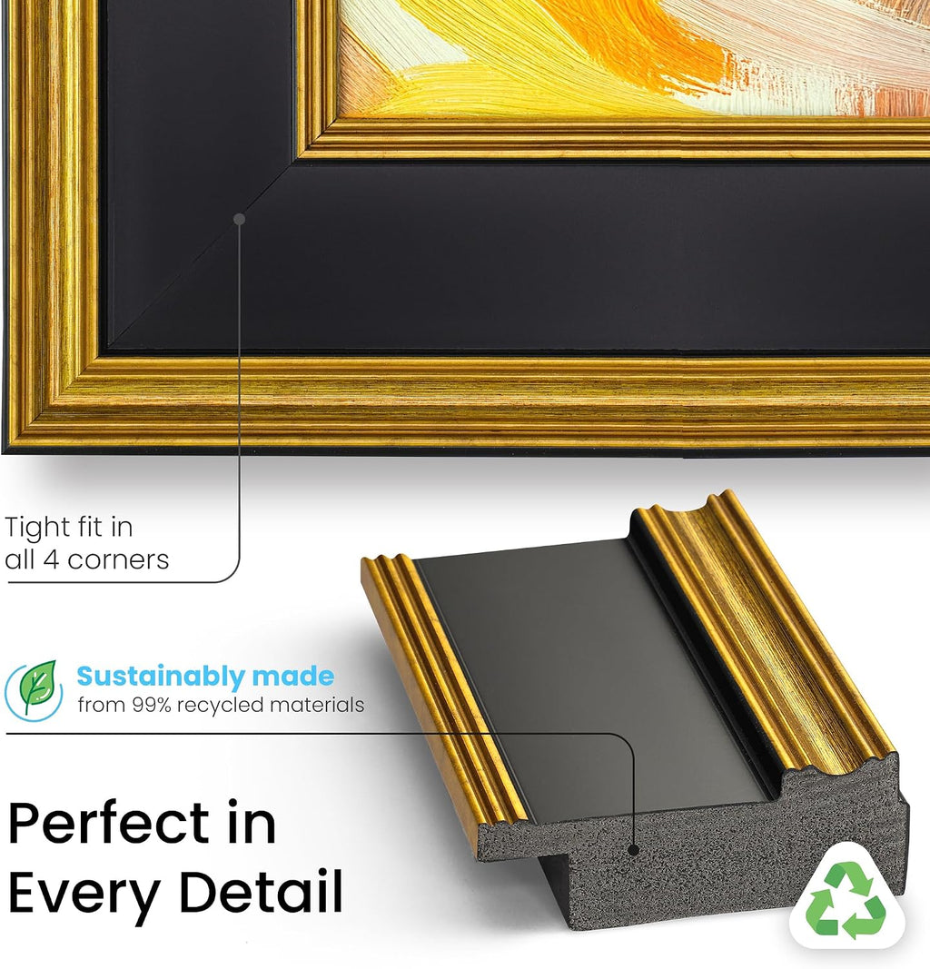 Antique Gold & Black 65' Premiere Deco TV Frame - Compatible ONLY with Samsung The Frame TV and Pro TVs (Fits 2021-2026, LS03A, LS03B,LS03C,LS03D,LS03FA,LS03FW)