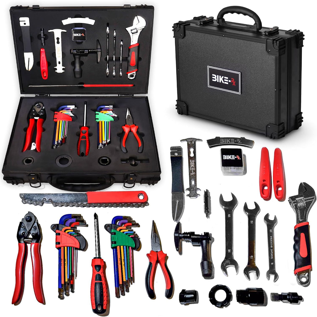 Elite 37-Piece Bike Tool Kit – Bicycle Repair & Maintenance Set for Mountain, Road, BMX & E-Bikes, w/Chain Breaker, Tire Repair Tools & Locking Hard Case