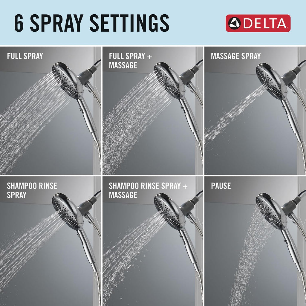Delta Nicoli 14 Series Chrome Bathtub Shower Faucet Set with Handheld Shower Head, Valve Trim Kit, Chrome 144749-HS (Valve Included)