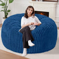 Homguava 5 FT Bean Bag Chair,5' Big Bean Bag,Giant Bean Bag Chairs for Adults with Memory Foam Filled,Comfy Large Beanbag Chairs Soft Bean Bag Sofa with Dutch Corded Plush Cover-Blue