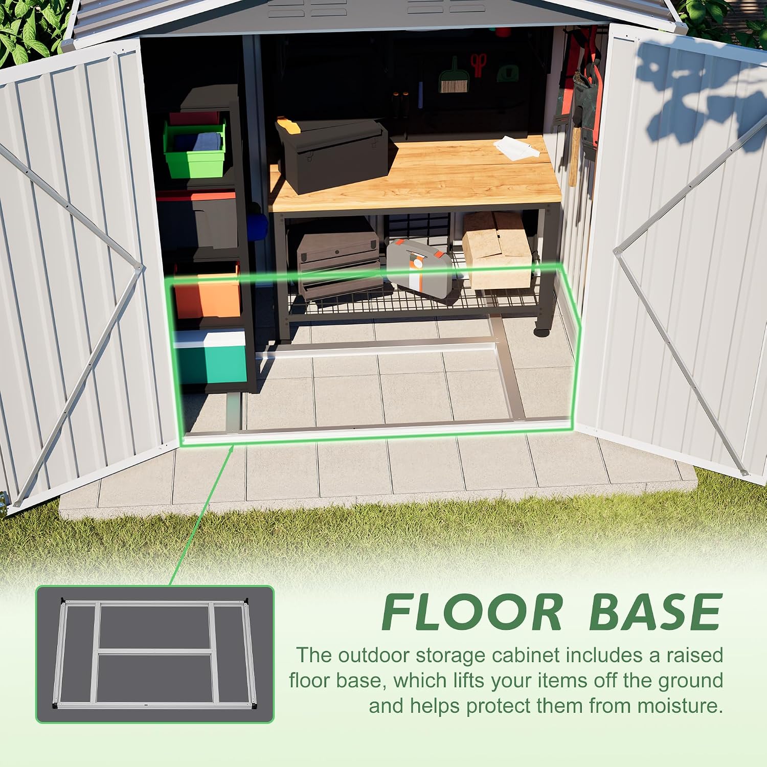 6 x 4 FT Metal Outdoor Storage Shed,Backyard Garden Tool Shed– Lockable Door, Waterproof Sloped Roof, Reinforced Galvanized-Steel Frame, Multi-Purpose Garden Shed for Backyard, Patio & Lawn