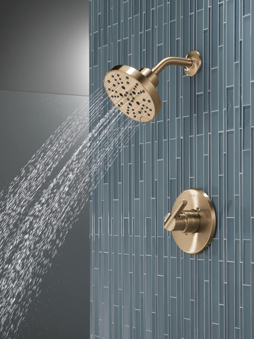Delta Nicoli 14 Series H2Okinetic Shower Faucet Set, Brushed Gold Shower Head and Handle Set, Valve Trim Kit, Champagne Bronze 142749-CZ (Shower Valve Included)