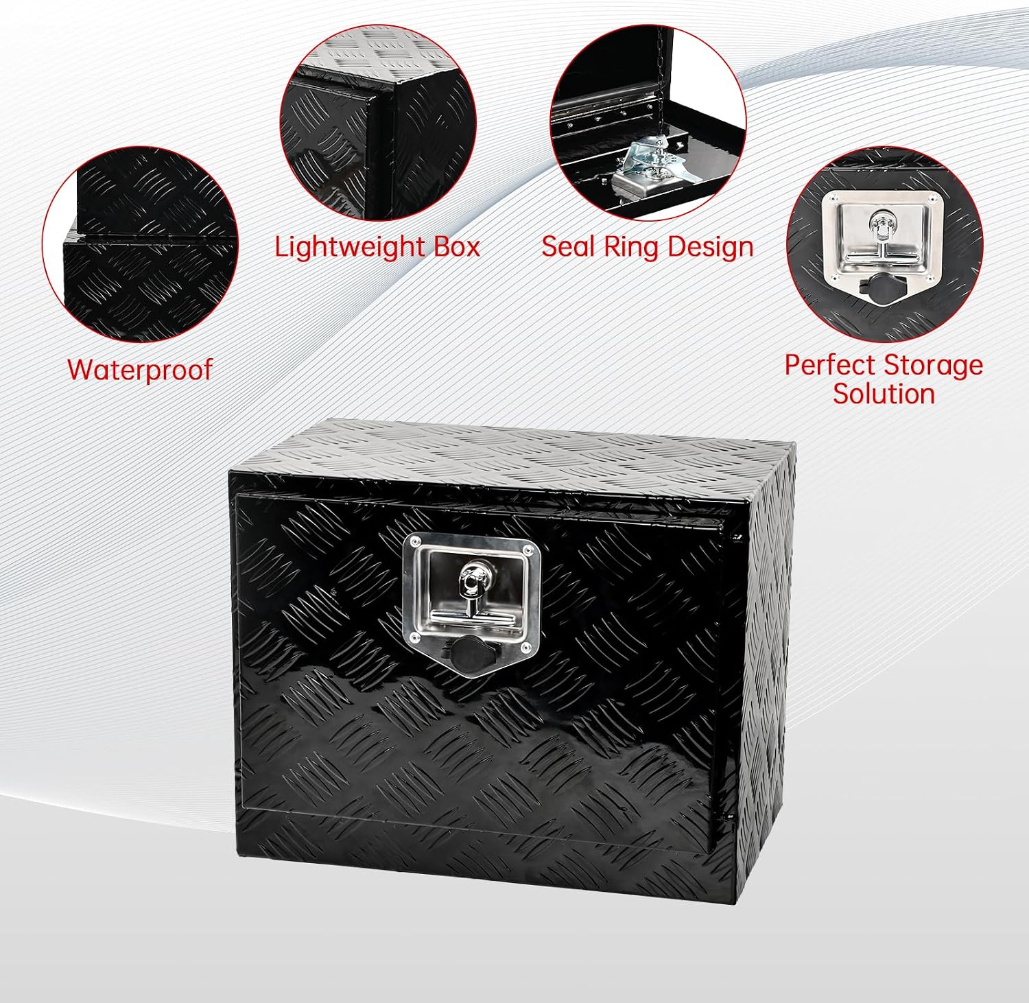 18'' Inch Aluminum Underbody Truck Box with T-Handle Latch,14 x 12 x 18 Inch Underbed Toolbox With Durable Lock Silver For Storage And Organization