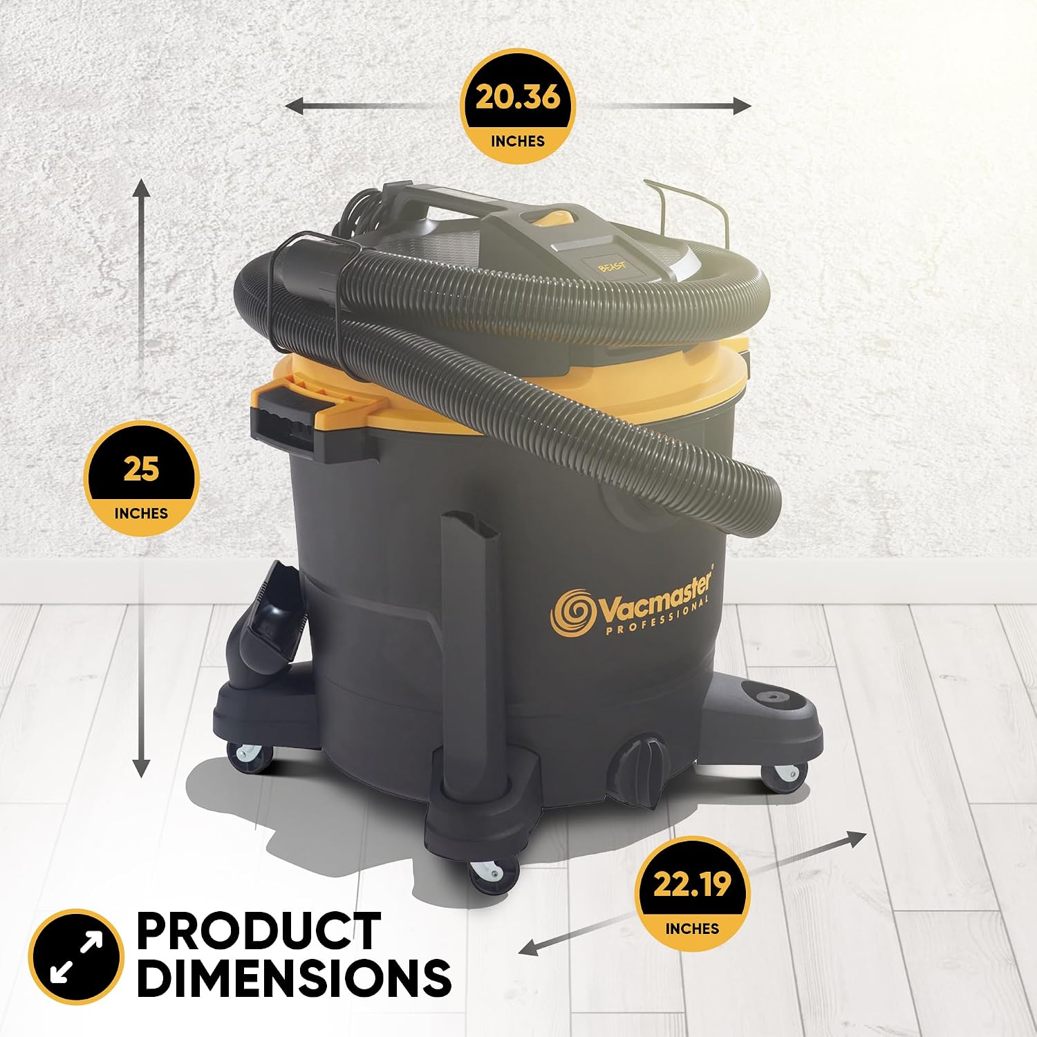 Vacmaster Professional - Wet/Dry Vac, 16 Gallon, Beast Series, 6.5 HP 2-1/2' Hose (VJH1612PF0201), Black