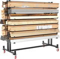 Soywey 7-Tier Steel Horizontal Storage Rack,Detachable Lumber Storage Rack,Load 2000 Lbs Heavy Adjustable Pipe Rack Lumber Organizer Shelf for Garage Workshop Shed Basement Black(With Wheel)