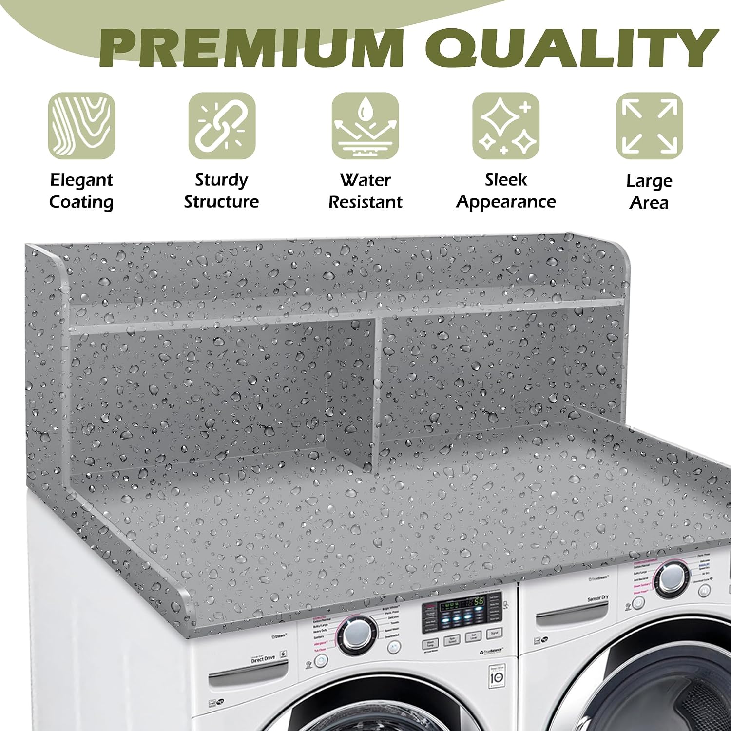 Royxen Laundry Countertop with 20' Shelf Universal Fit, Washer and Dryer Countertop with Storage Space, Gray