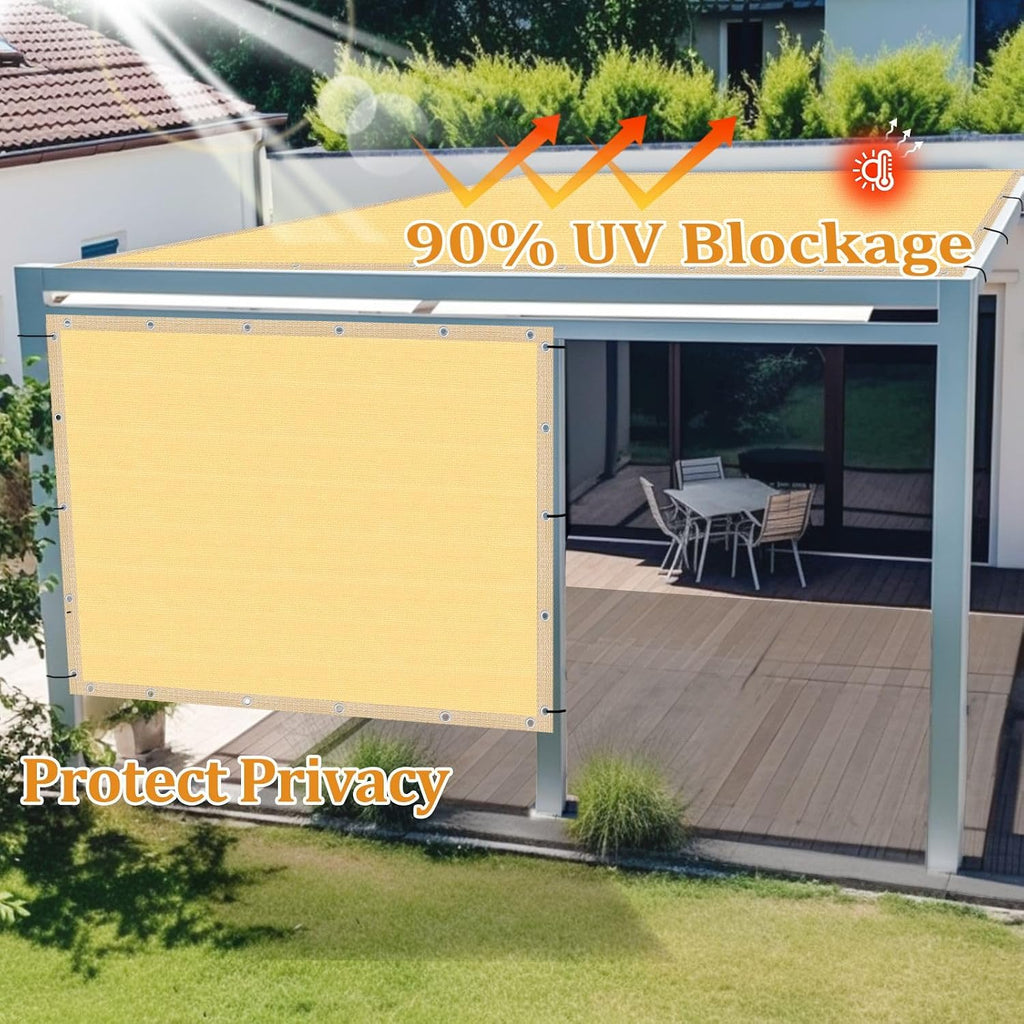 Shade&Beyond Customized Size 12' X 20' Shade Cloth with Grommets, 90% UV Protection Pergola Shade Cover Mesh Tarp Sun Screens for Patio GN09, Sand