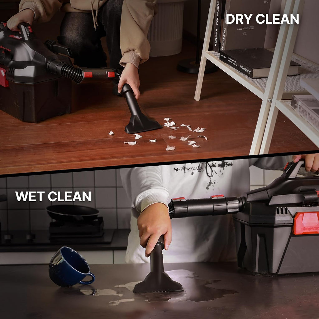 Shop-Vac 5430022 Cordless 2-in-1 Wet/Dry Vac and Blower, 1.5 Inch Diameter x 5 Foot Hose, Includes 20V Rechargeable Battery, Lightweight Design