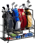 DWVO Golf Bag Organizer for Garage, Golf Storage Organizer w/Wheels for Garage Club and Shed, Golf Bag Storage Rack w/Drawer for Golf Bags, Clubs, Balls and Other Equipment Accessories