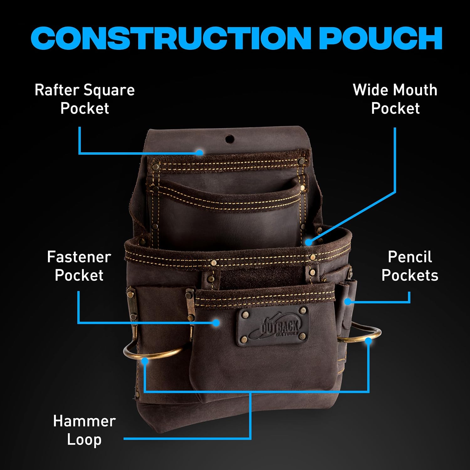 OX Pro Oil Tanned Leather Tool Belt with Padded Suspenders Leather Carpenter Tool Belt with Suspenders and Pouches Dual Hammer Holsters for Men - Morrales Para Carpintero