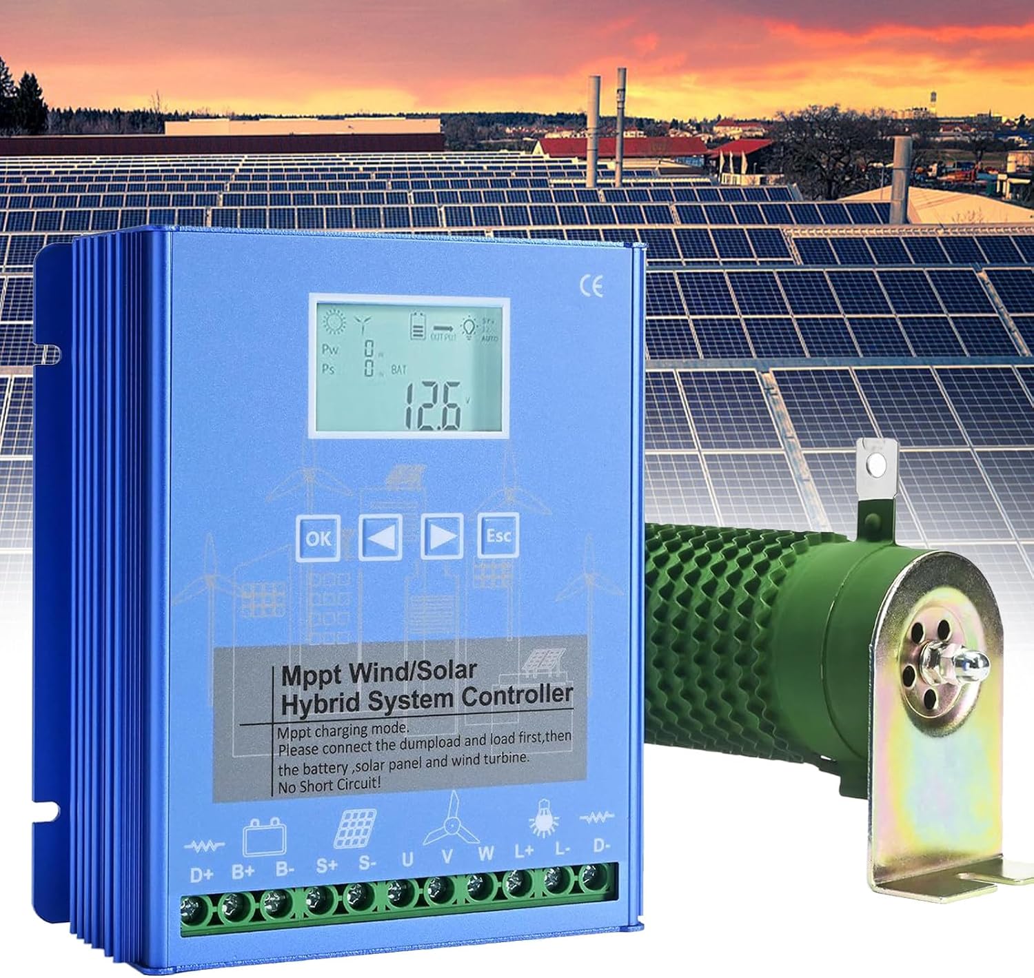12V/24V/48V Battery Off Grid Controller Wind Turbine Solar Hybrid MPPT Charge Boost Controller with Unloader for Wind Generator Solar Panel Controller,48V-12000W