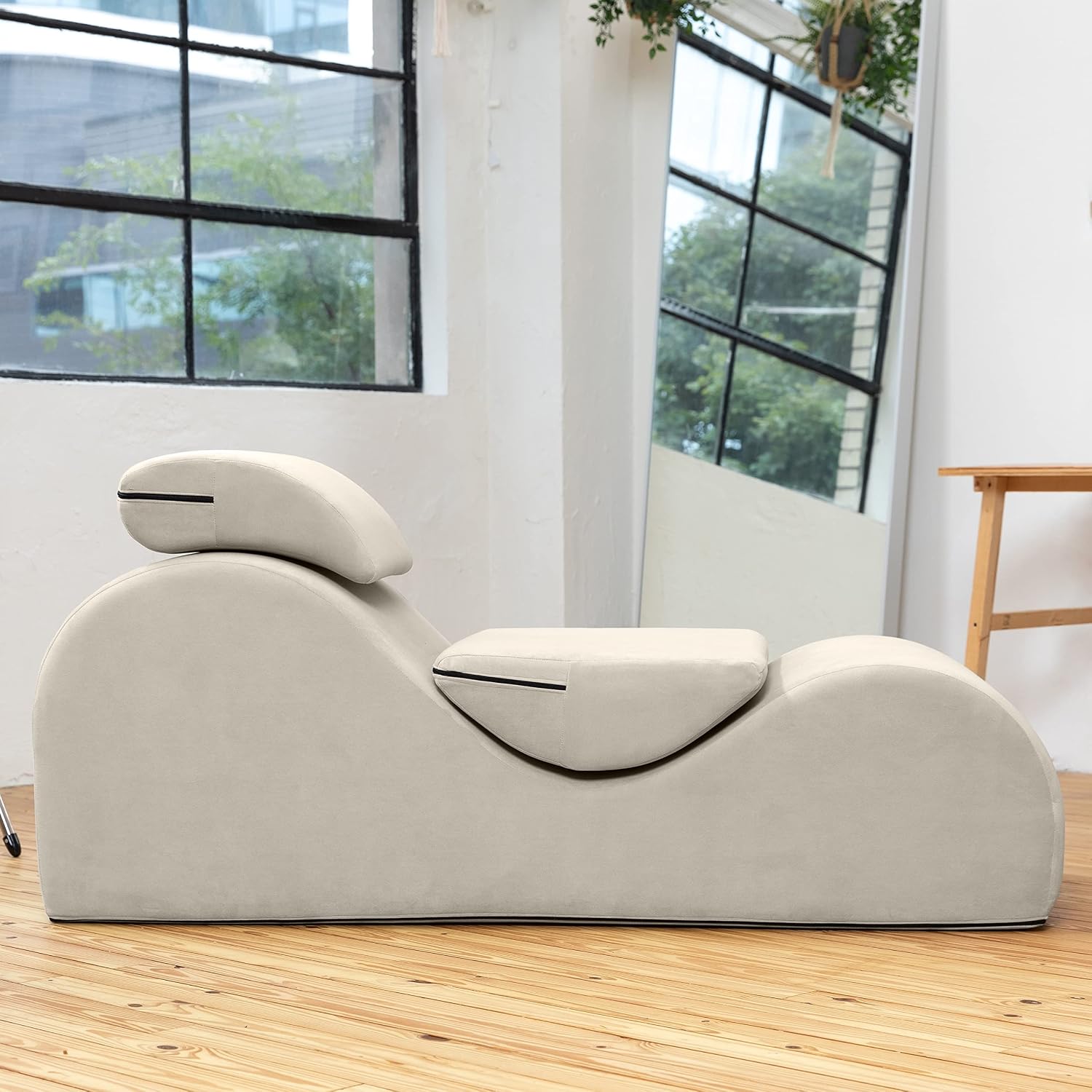 Avana Luvu Lounger - Chaise Lounge Chair for Yoga, Exercise, Massage - High Density Foam - Made in The USA - Beige