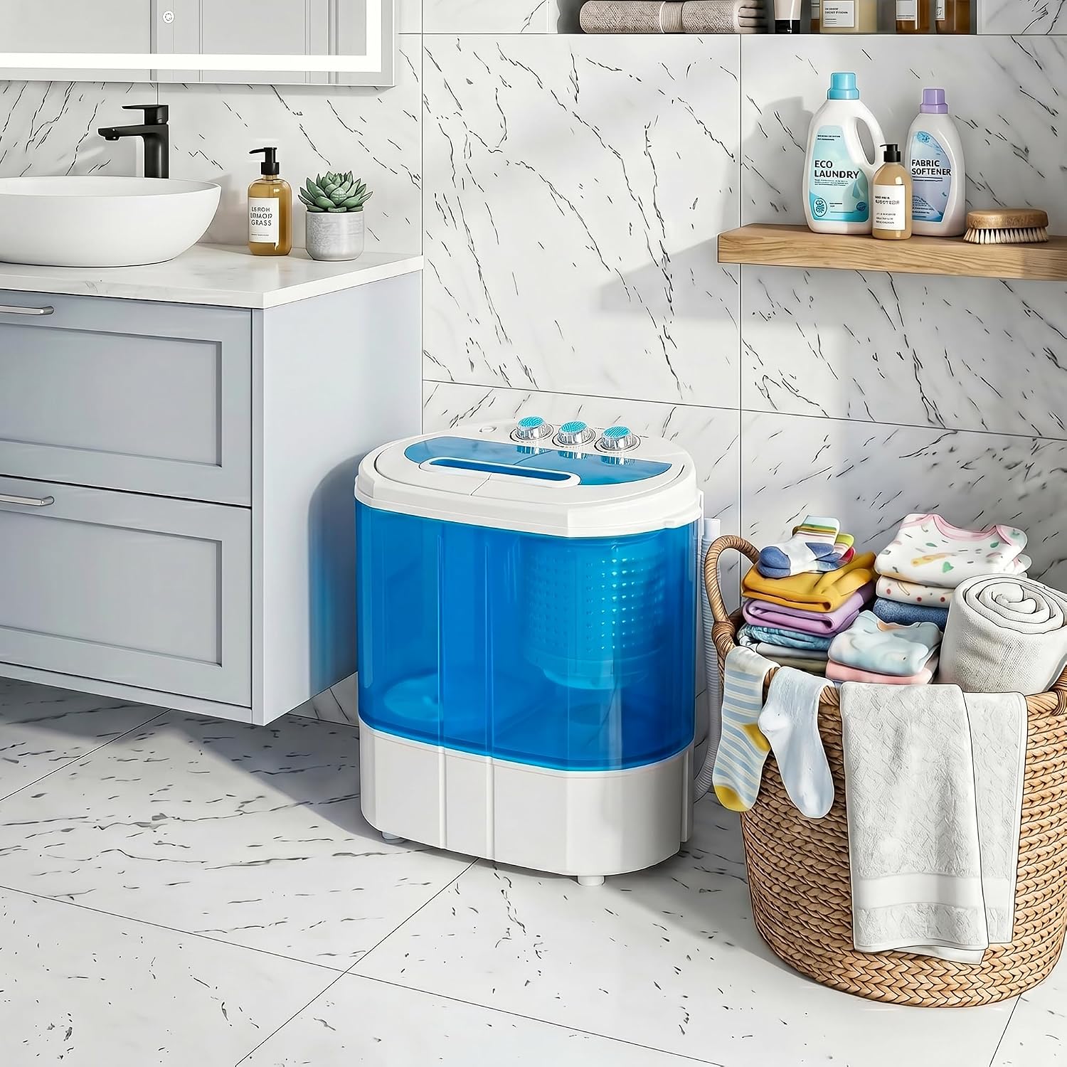 ZenStyle Portable Washer Compact Twin Tub 9.9 LB Mini Top Load Washing Machine Washer/Spinner w/ 6.57 FT Inlet Hose