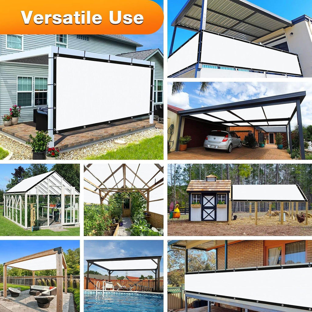 Artpuch Outdoor Pergola Shade Cover 12x20 FT Sun Shade Cloth with Grommets White Commercial Grade Patio Privacy Screen Shade Canopy (Customized Available) GN06
