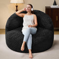 Hobestluk Bean Bag Chair Giant Bean Bag Chairs for Adults Big Bean Bag Chair with Memory Foam Filler Adults Large Beanbag with Faux Fur Cover for Bedroom (Chevron Black,Oversize)