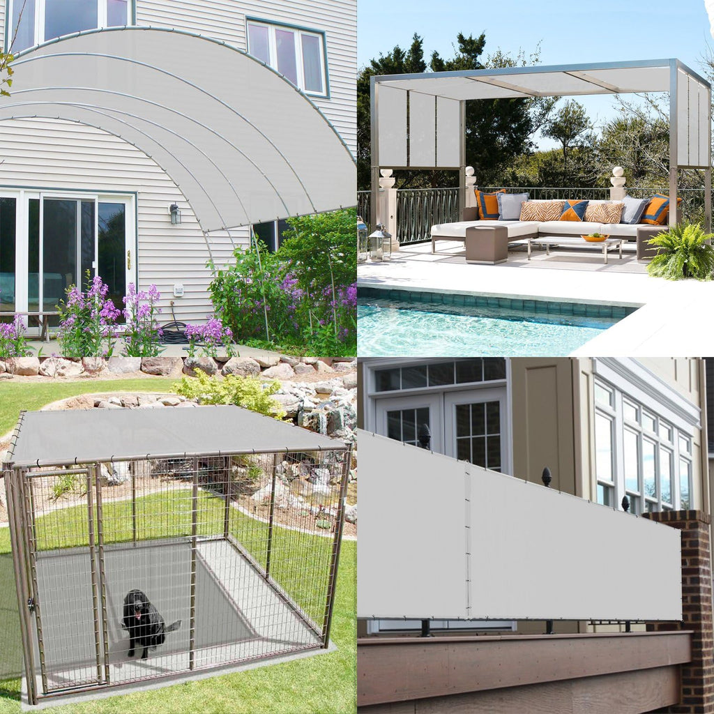 TANG 8' x 10' Waterproof Shade Cloth with Grommets, Sun Shade Sail Rectangle Straight Side, 260 GSM UV Block Fabric Patio Canopy for Deck Carport Backyard Pergola Cover, Gray