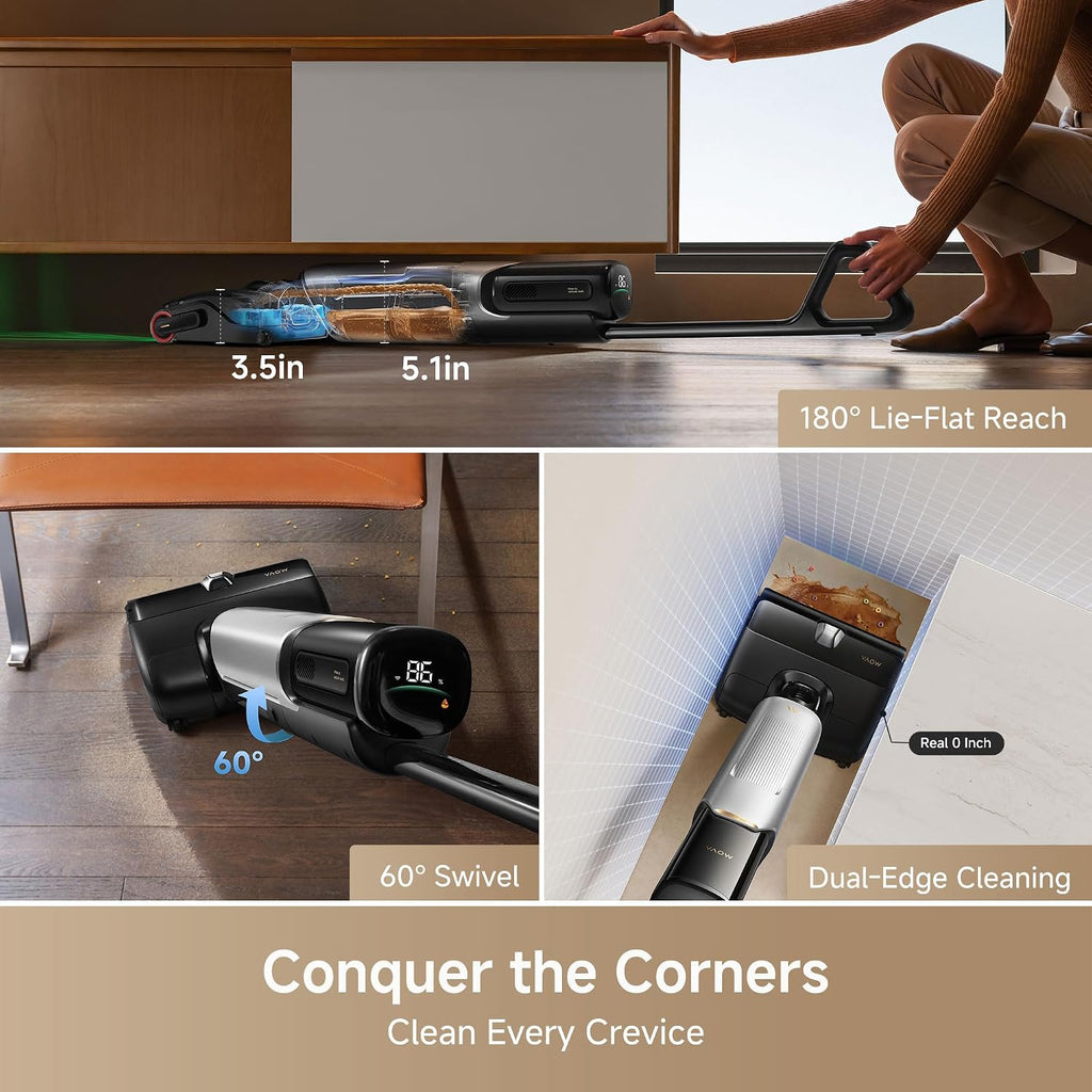 Mova X4 Pro Wet Dry Vacuum Cleaner, 20000Pa Cordless Vacuum Mop with Zero Tangle, Hot Water Mopping for Sticky Messes,194℉ Hot Air Self Drying, 180° Lie Flat, Push-in Charging Station, LED Display