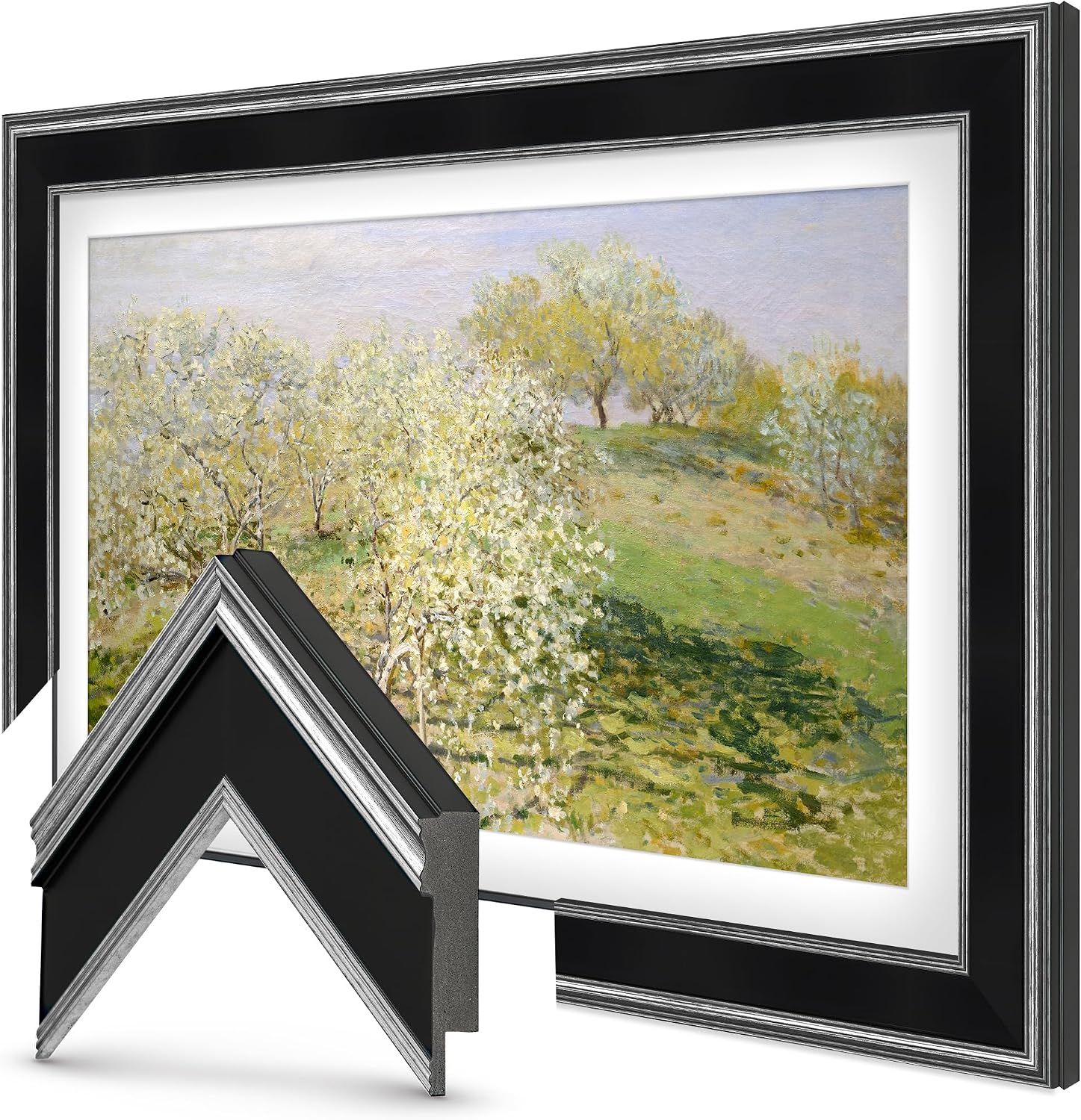 Antique Silver & Black 55' Premiere Deco TV Frame - Compatible ONLY with Samsung The Frame TVs (Fits 2021-2026, LS03A, LS03B, LS03C, LS03D, LS03FA)