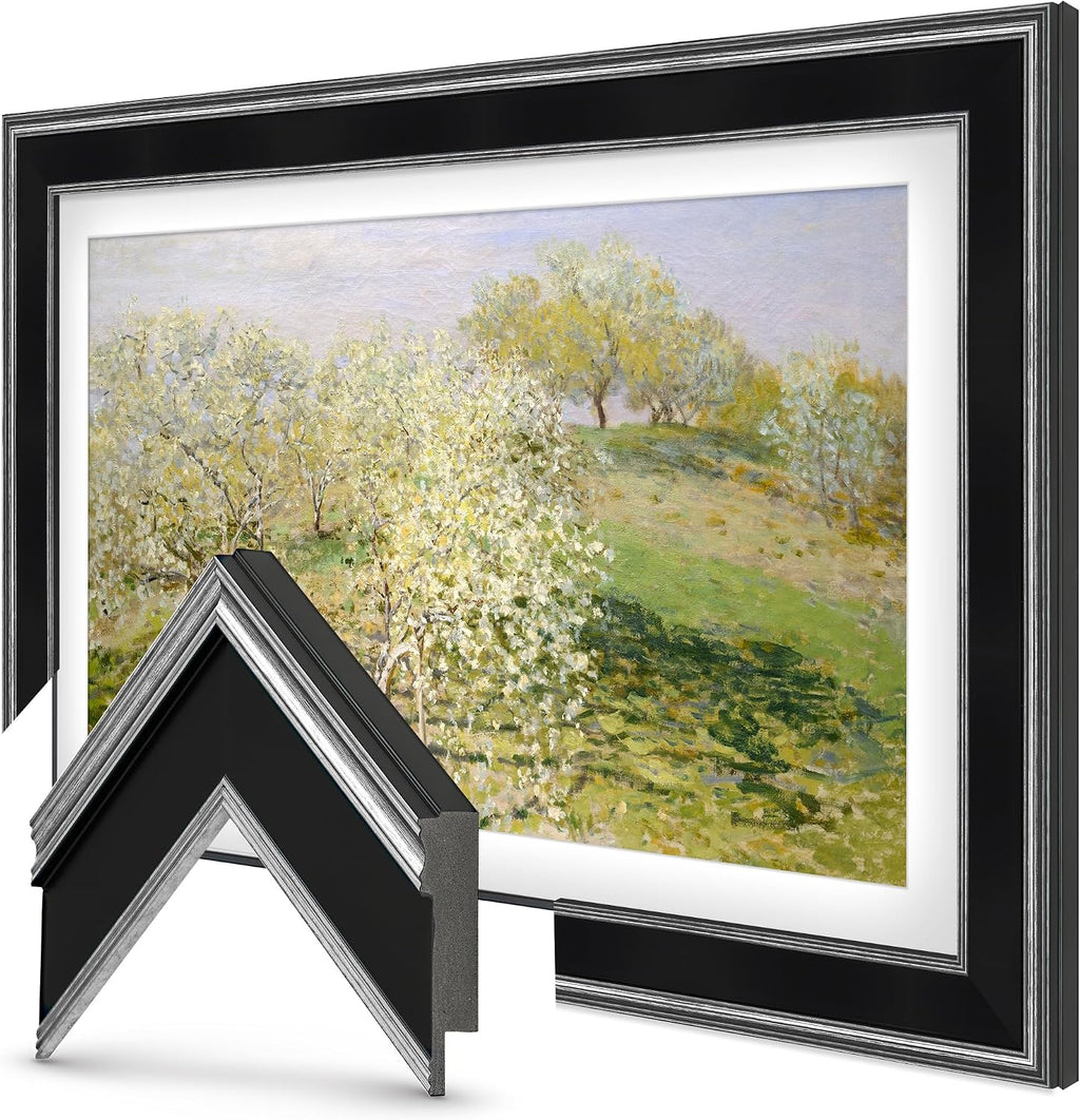Antique Silver & Black 32' Premiere Deco TV Frame - Compatible ONLY with Samsung The Frame TVs (Fits 2021-2026, LS03A, LS03B, LS03C, LS03D, LS03FA)