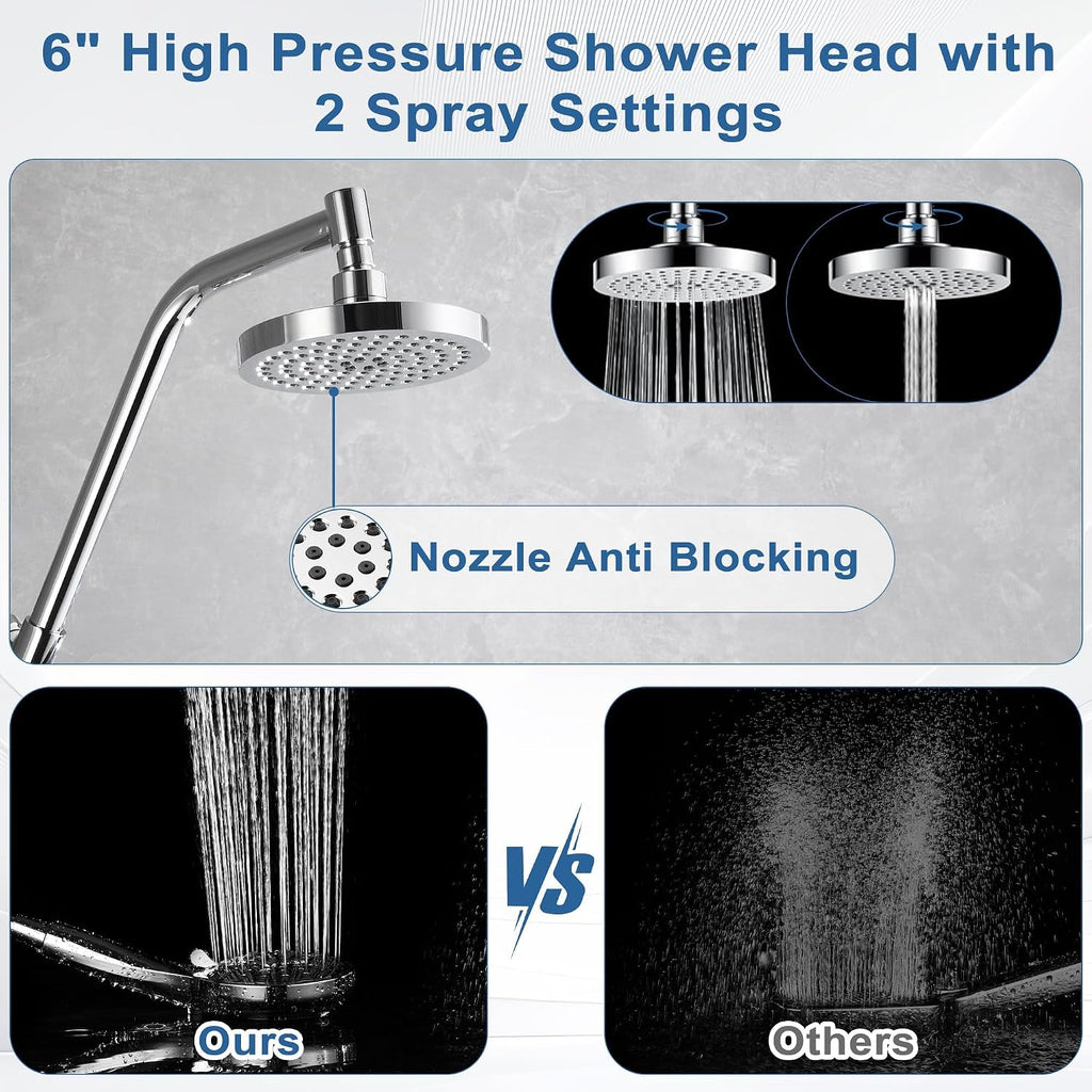 BRIGHT SHOWERS Rain Shower Head with Handheld Combo, Dual Shower System with Slide Bar, Rain Shower System, Adjustable Height, Brass Slide Bar & Diverter, 60 Inch Stainless Steel Hose, Brushed Nickel
