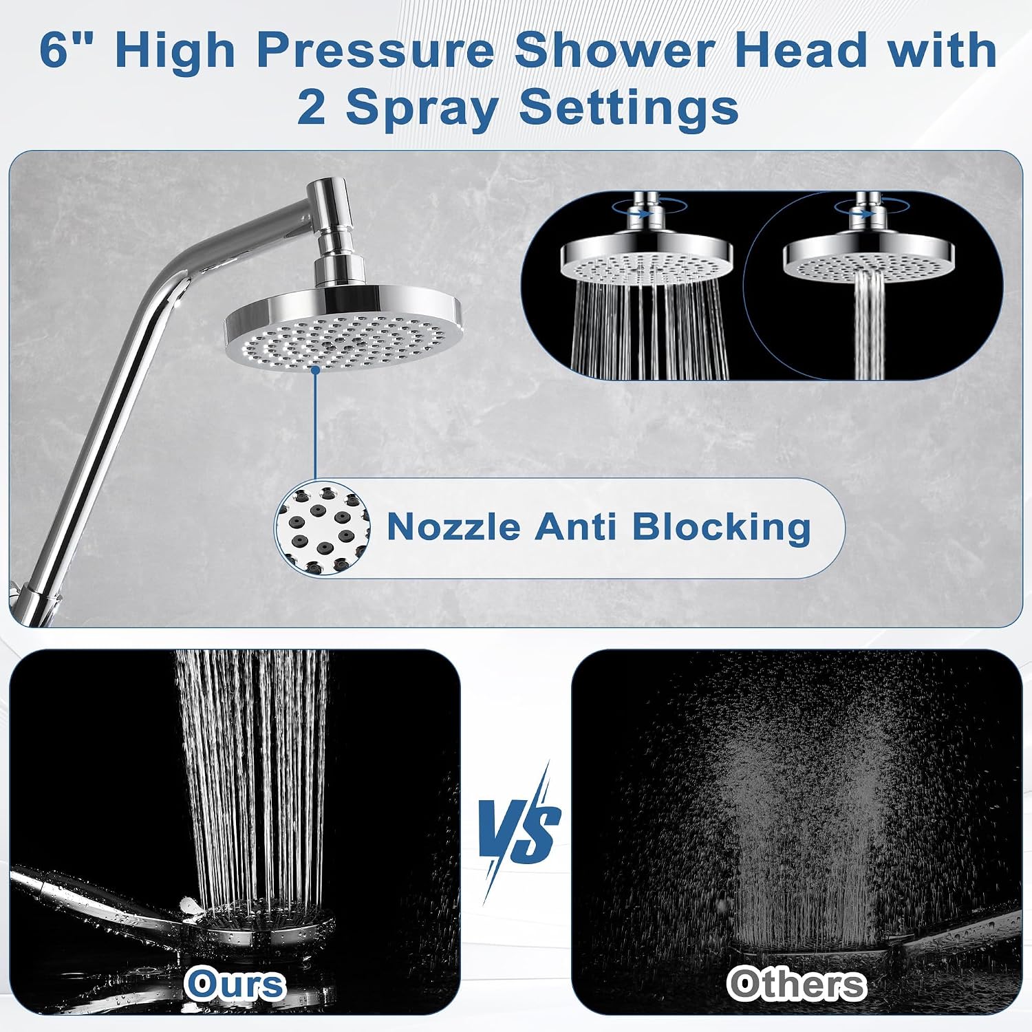 BRIGHT SHOWERS Rain Shower Head with Handheld Combo, Dual Shower System with Slide Bar, Rain Shower System, Adjustable Height, Brass Slide Bar & Diverter, 60 Inch Stainless Steel Hose, Brushed Nickel