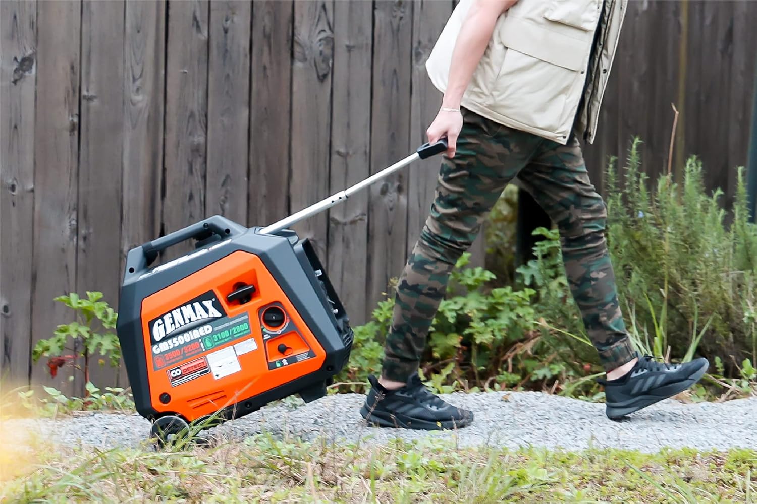 GENMAX Portable Inverter Generator, 3500W Super Quiet Gas or Propane Powered Engine with Parallel Capability, Remote/Electric Start, Ideal for Camping Travel Outdoor.EPA Compliant (GM3500iAED)