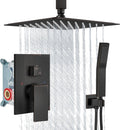 Aolemi Ceiling Mount Shower System Rain Shower Head with Handheld Spray High Pressure Shower Faucet Set Rough-in Valve Shower Trim Kit Included Bathroom Oil Rubbed Bronze 12 Inch Ceiling Shower Head