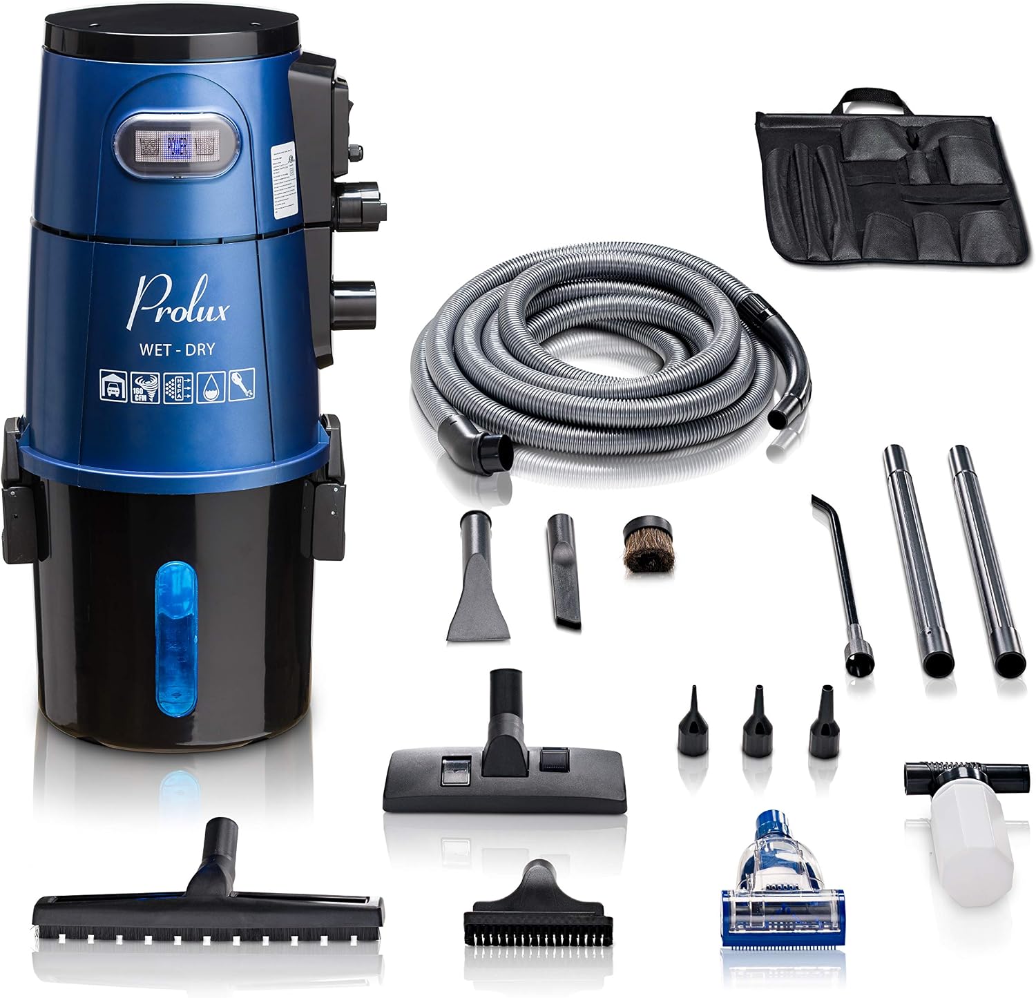Prolux Professional Shop Blue Wall Mounted Garage Vac, Wet Dry Pick Up