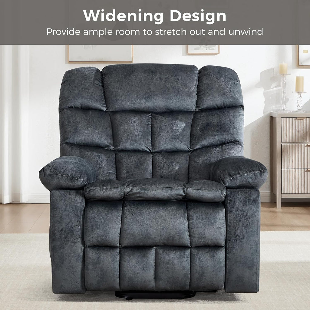 IOMOR Power Lift Recliner Chair for Elderly with Massage and Lumbar Heating, Overstuffed Electric Lift Chair with 2 Side Pockets and Cup Holders, USB & Type-C for Living Room, Textile Green Gray