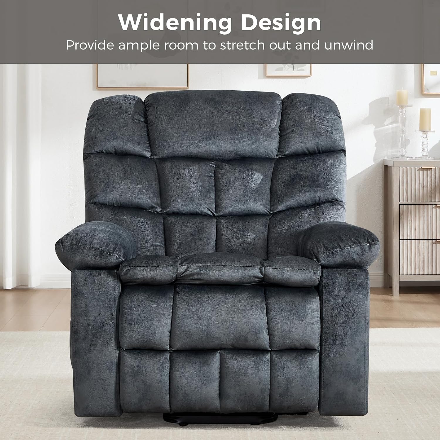 IOMOR Power Lift Recliner Chair for Elderly with Massage and Lumbar Heating, Overstuffed Electric Lift Chair with 2 Side Pockets and Cup Holders, USB & Type-C for Living Room, Textile Green Gray