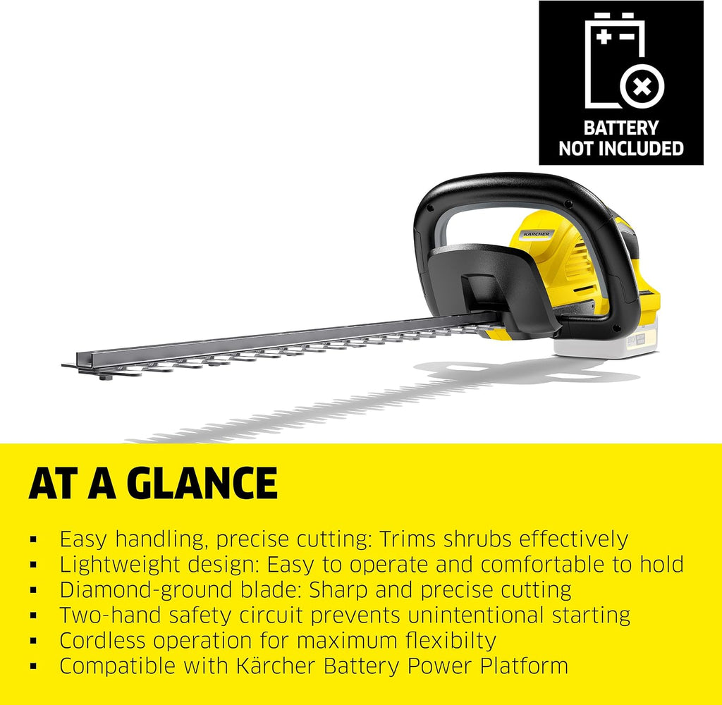 Kärcher HGE 18-45, Cordless Hedge Trimmer, with Rotating Handle and Diamond-Ground Blade - 17' Cutting Length - Tool Only