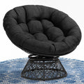 Bme 40' Ergonomic Wicker Papasan Chair with Soft Thick Density Fabric Cushion, High Capacity Steel Frame, 360 Degree Swivel for Living, Bedroom, Reading Room, Lounge, Onyx Stone - Black Base