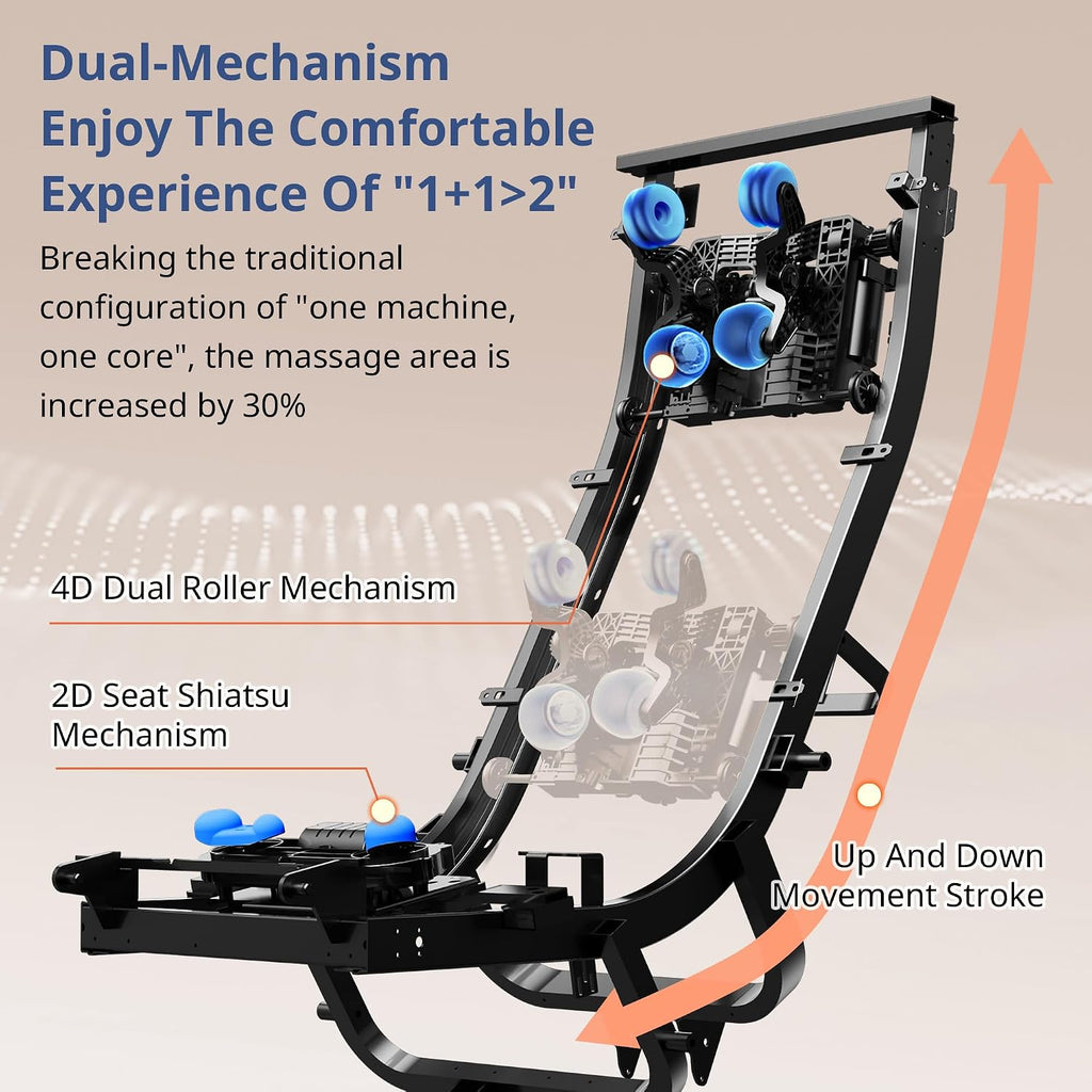 MYNTA 2025 4D Massage Chair for Full Body, 4D+2D Dual Mechanism with Waist & Shawl Heating, Zero Gravity Recliner Foot & Calf Massage, Extended SL-Track, Music Sync with Hi-Fi Bluetooth Speaker
