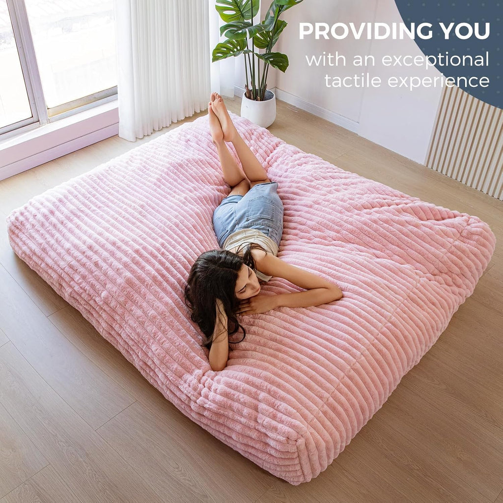 MAXYOYO Giant Bean Bag Chair Bed for Adults, Convertible Beanbag Folds from Lazy Chair to Floor Mattress Bed, Large Floor Sofa Couch, Big Sofa Bed, High-Density Foam Filling, Machine Washable Cover