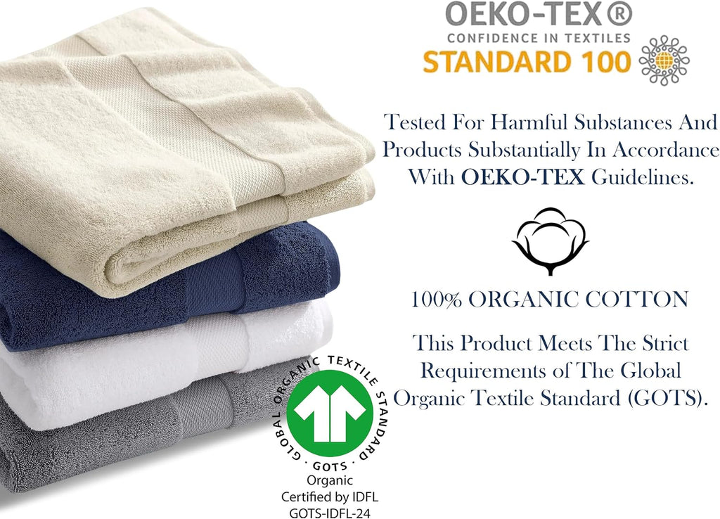Organic Cotton Luxuriously Plush Towel 20 Piece Set |GOTS & Oeko-TEX Certified|Premium Hotel Quality Towels|Feather Touch Technology|650 GSM Long Staple|Soft, Quick Dry & Ultra-Absorbent