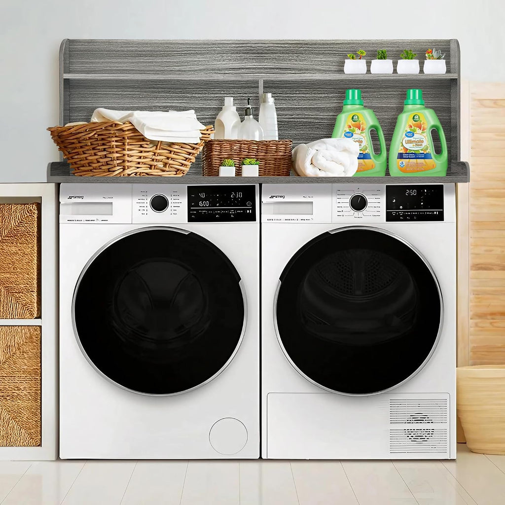 Royxen Laundry Countertop with 20' Shelf Universal Fit, Washer and Dryer Countertop with Storage Space, Eucalyptus