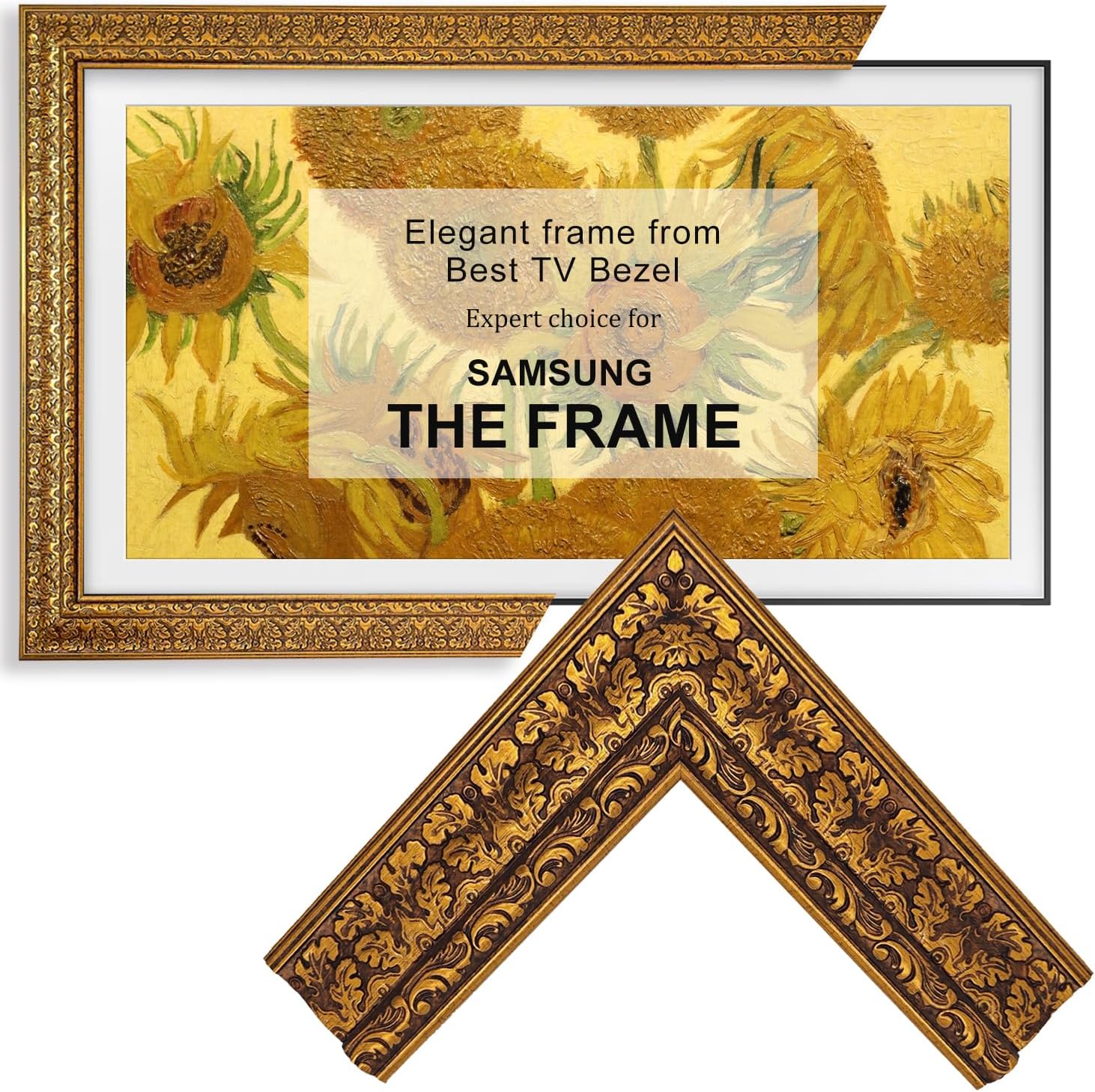 Antique Gilded Walnut 50' TV frame - Compatible ONLY with Samsung The Frame TV (Fits 2021-2026 models, model codes: 50LS03A/B/C/D/FA/HE)