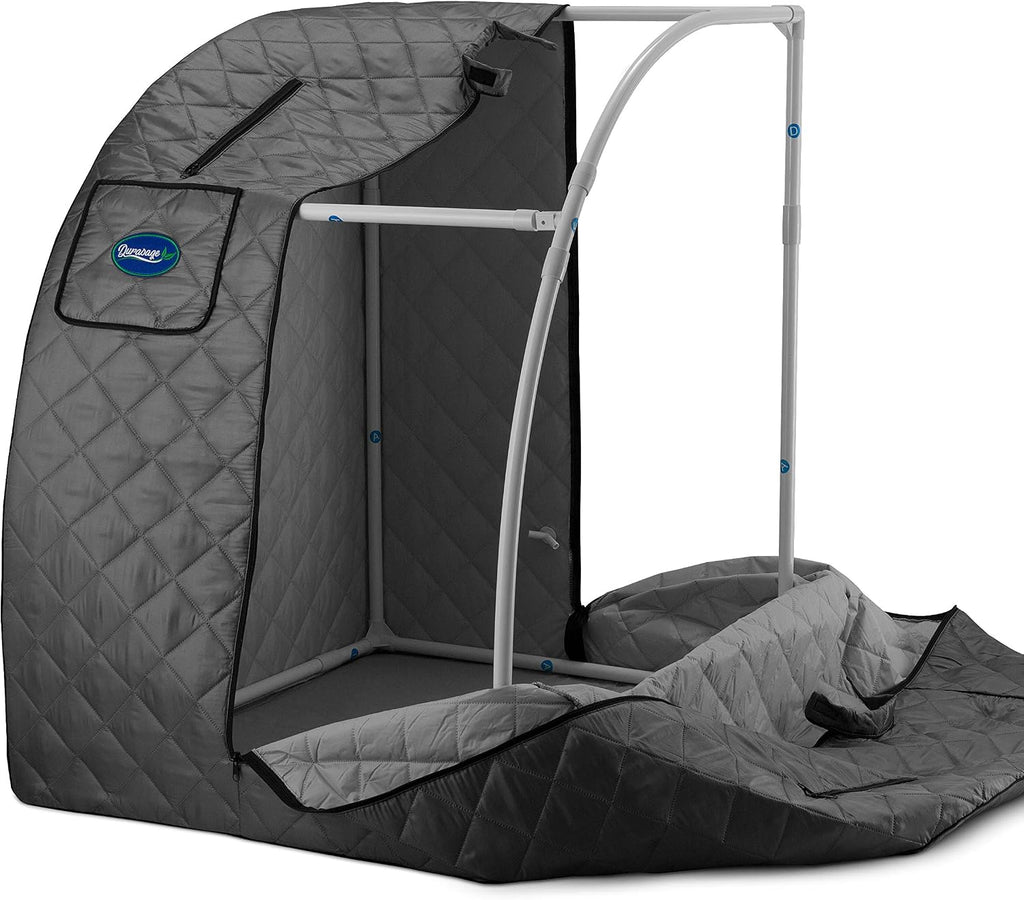 Durasage Lightweight Portable Personal Steam Sauna Spa - 800W Steam Generator, 60-Min Timer, Zippered Access, Single Front Pocket, Foldable Frame & Chair - Indoor Use, at-Home Relaxation Kit